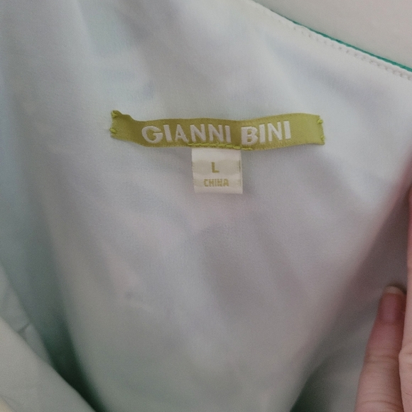 Gianni Bini Bright Green Ivory One Shoulder Pam The Breeze Dress Size Large - Picture 9 of 12